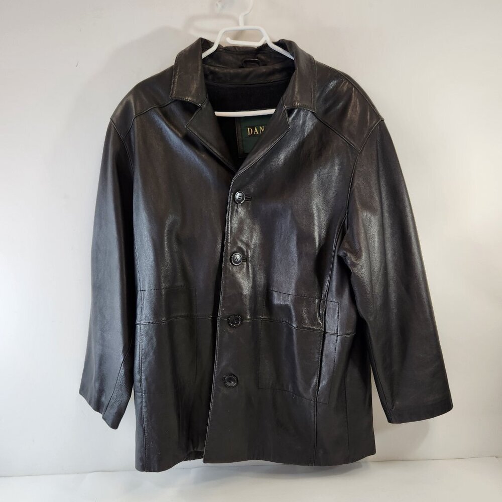 Danier Black Leather Jacket Mens Small w/ Detachable Liner